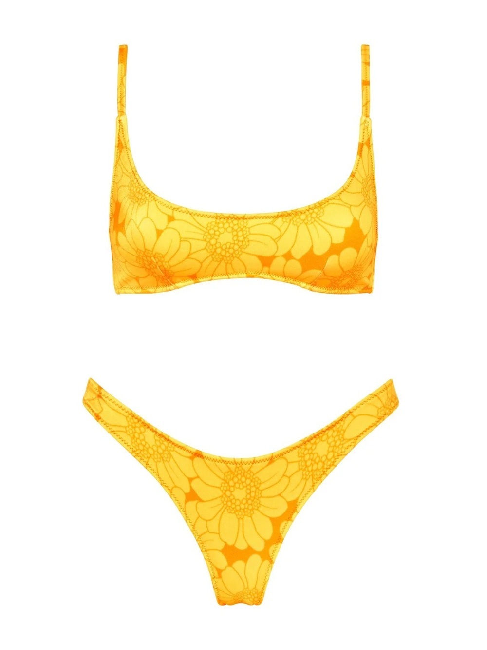 Triangl swim tangerine floral bikini top rina scoop neck tank